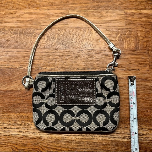 Coach Poppy Wristlet in Brown and Tan Mono Jaquard - Picture 6 of 10